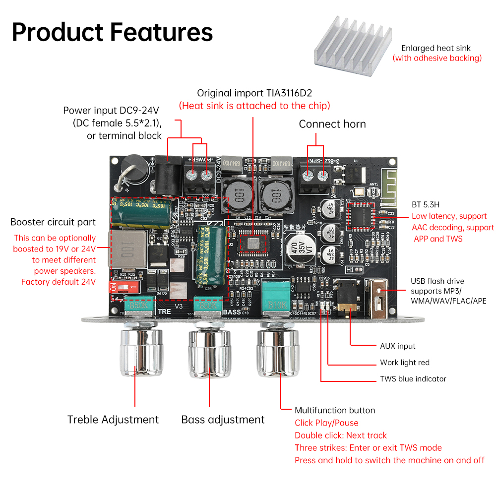 2個入り ZK-1001U モノラル100W Bluetoo - Diy Electronics Cabinet のレビューと価格